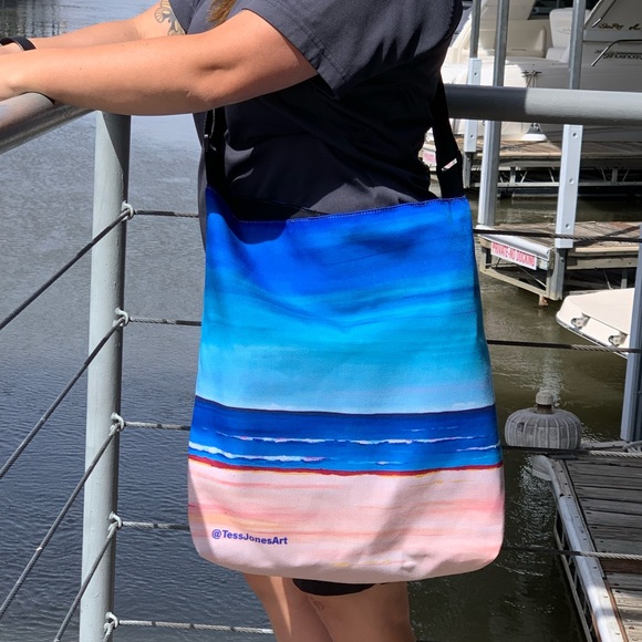 Morning at the Beach Art Tote, 18x18x4, market, beach, work,book or carryon tote - Picture 5 of 5